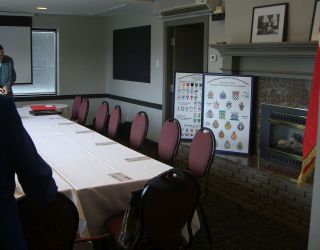 view of luncheon room with members assembling