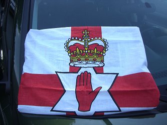 ulster flag wrapping a square object